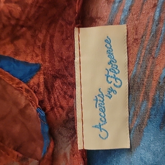 3/$30 VTG ACCENTS BY FLORENCE 1970s Satin Oxblood Abstract Scarf - Picture 3 of 6
